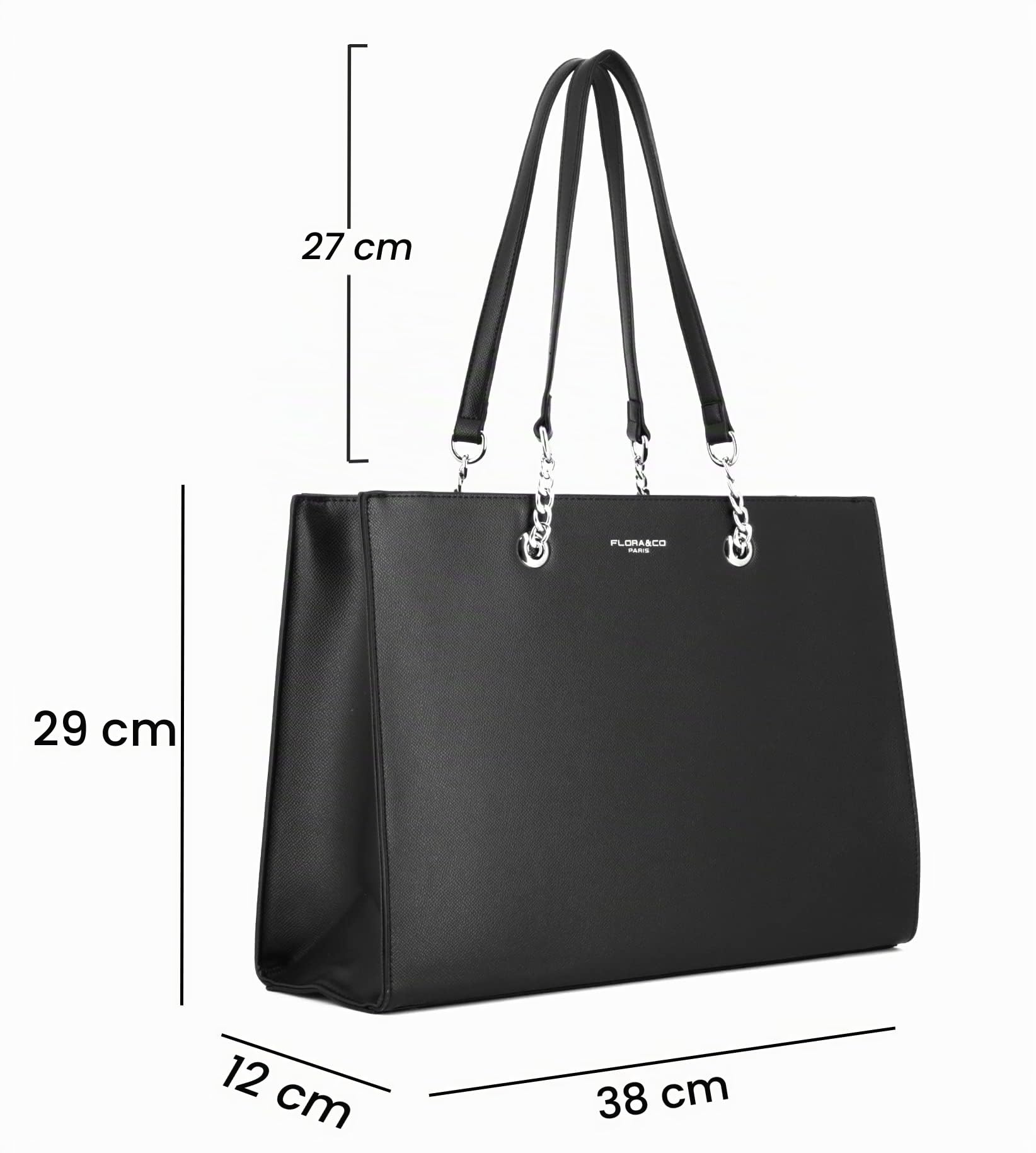 flora-co-cabas-sac-main-femme-noir-similicuir-cha-ne-a4 image 3