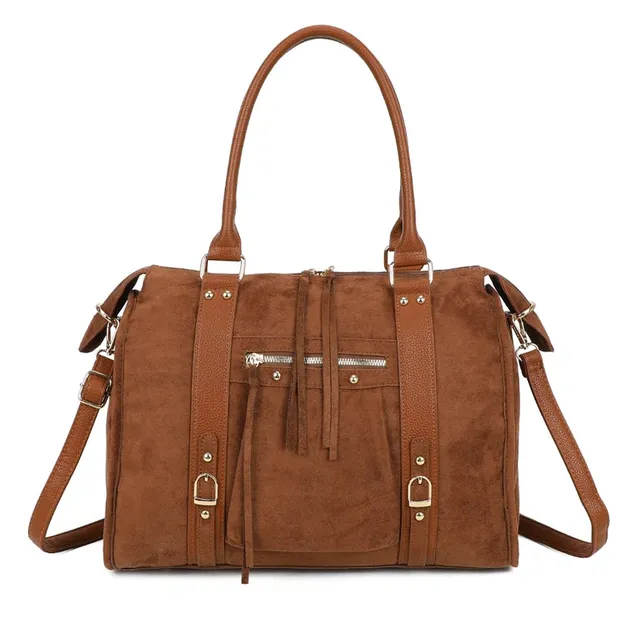 double-tree-sac-main-sac-bowling-femme-marron-a4-souple image 1