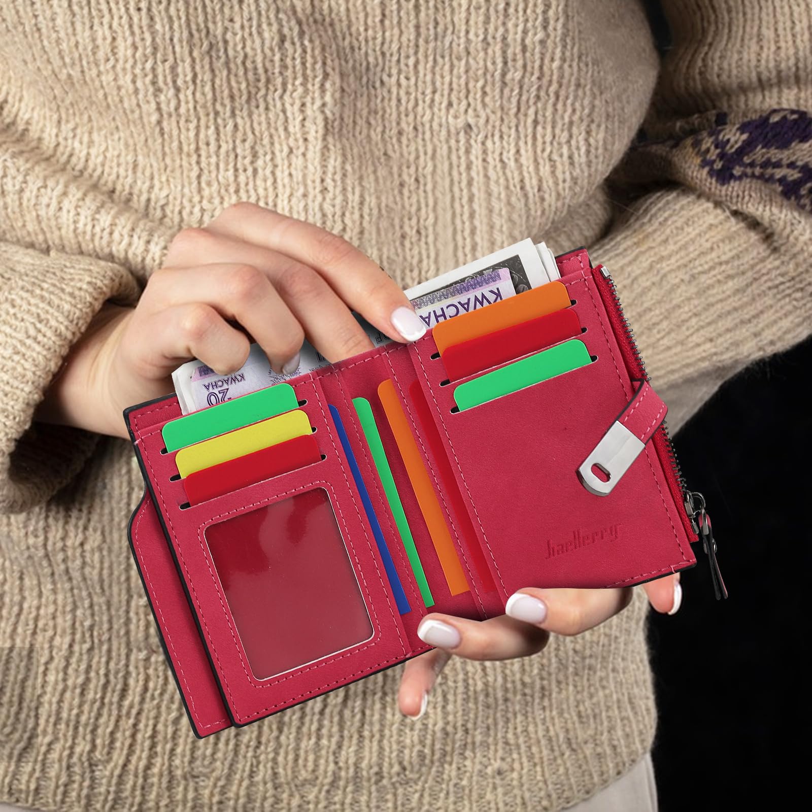 adistylinno-women-s-wallet-portefeuille-femme-rouge-15-cartes image 6