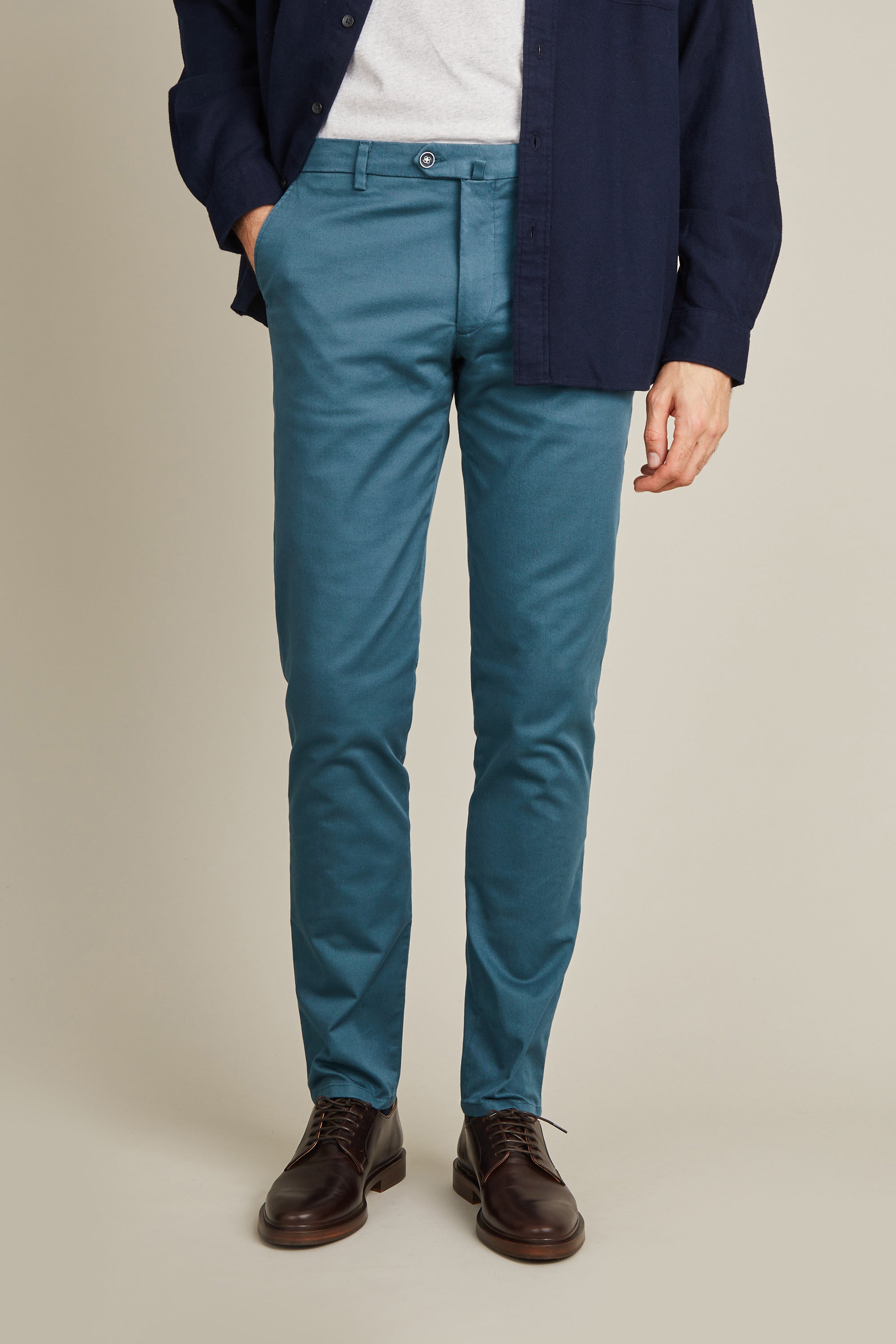 le-pantalon-chino-bleu-canard-semi-slim-coton-stretch image 1