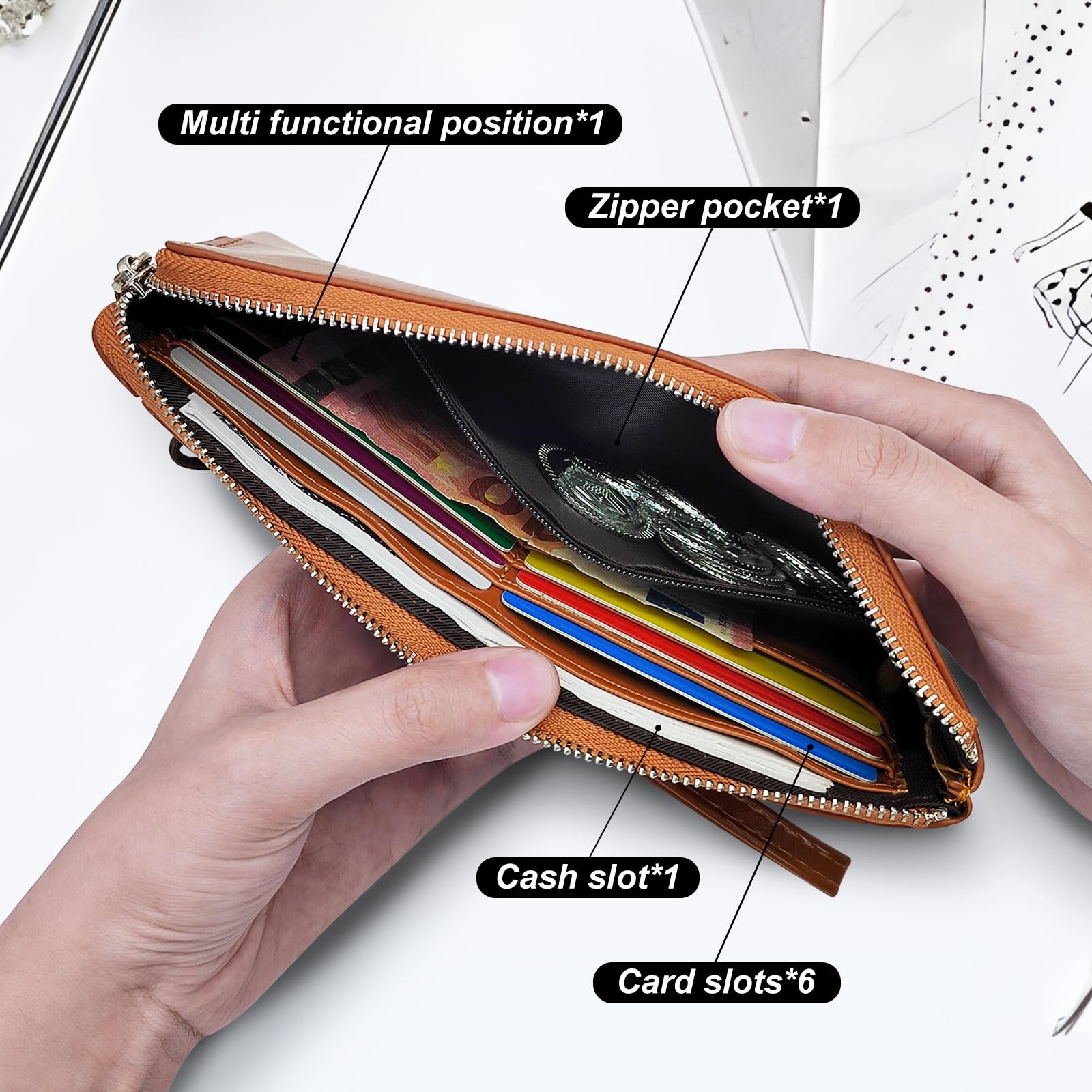 adistylinno-men-s-wallet-portefeuille-long-homme-marron-cuir-pu-zip image 4