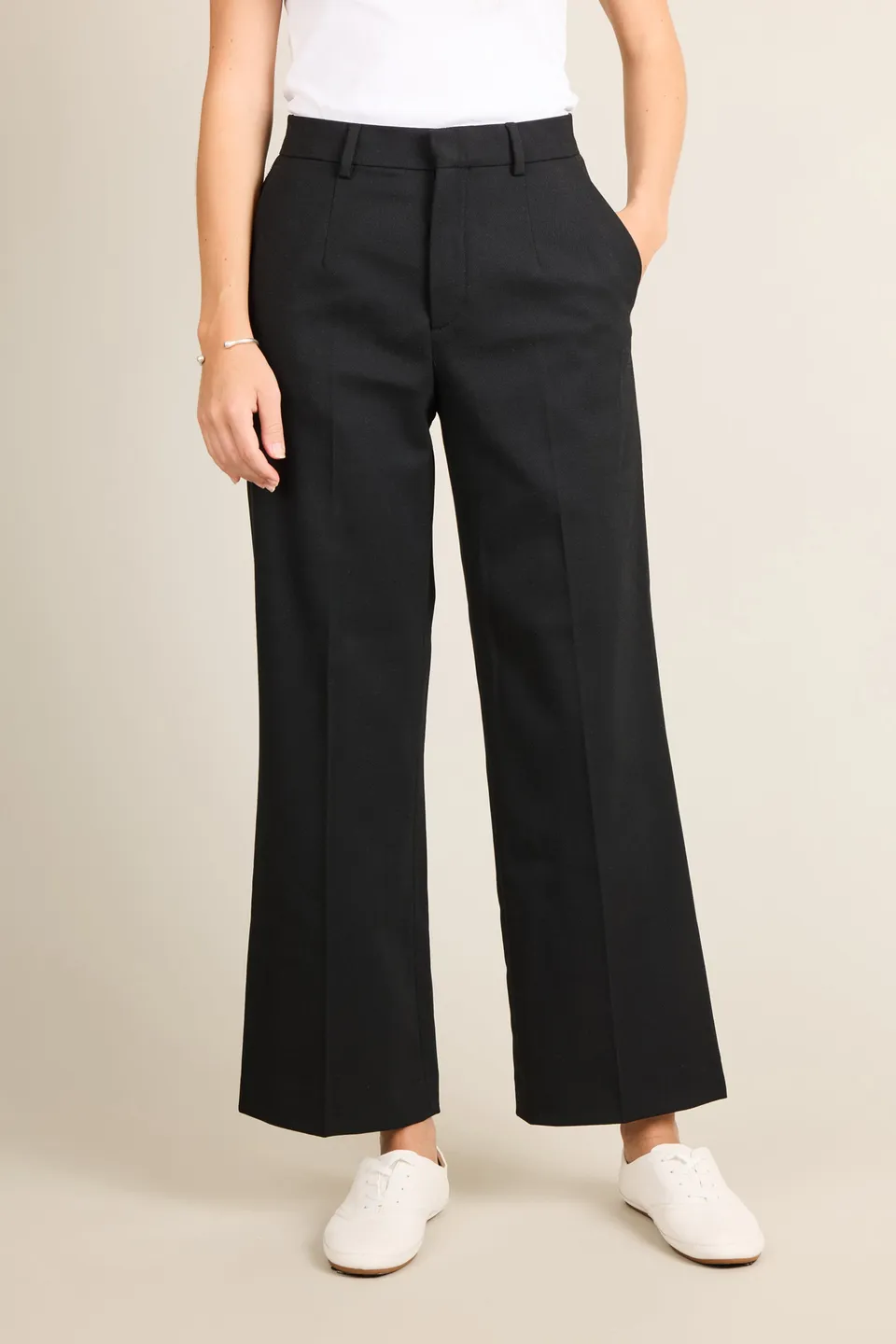 le-pantalon-pantalons-femme-pantalon-flare-noir-laine image 1
