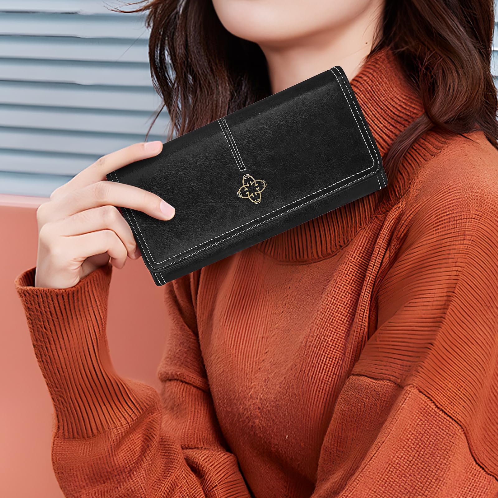 adistylinno-women-s-wallet-portefeuille-long-noir-grande-capacit image 6