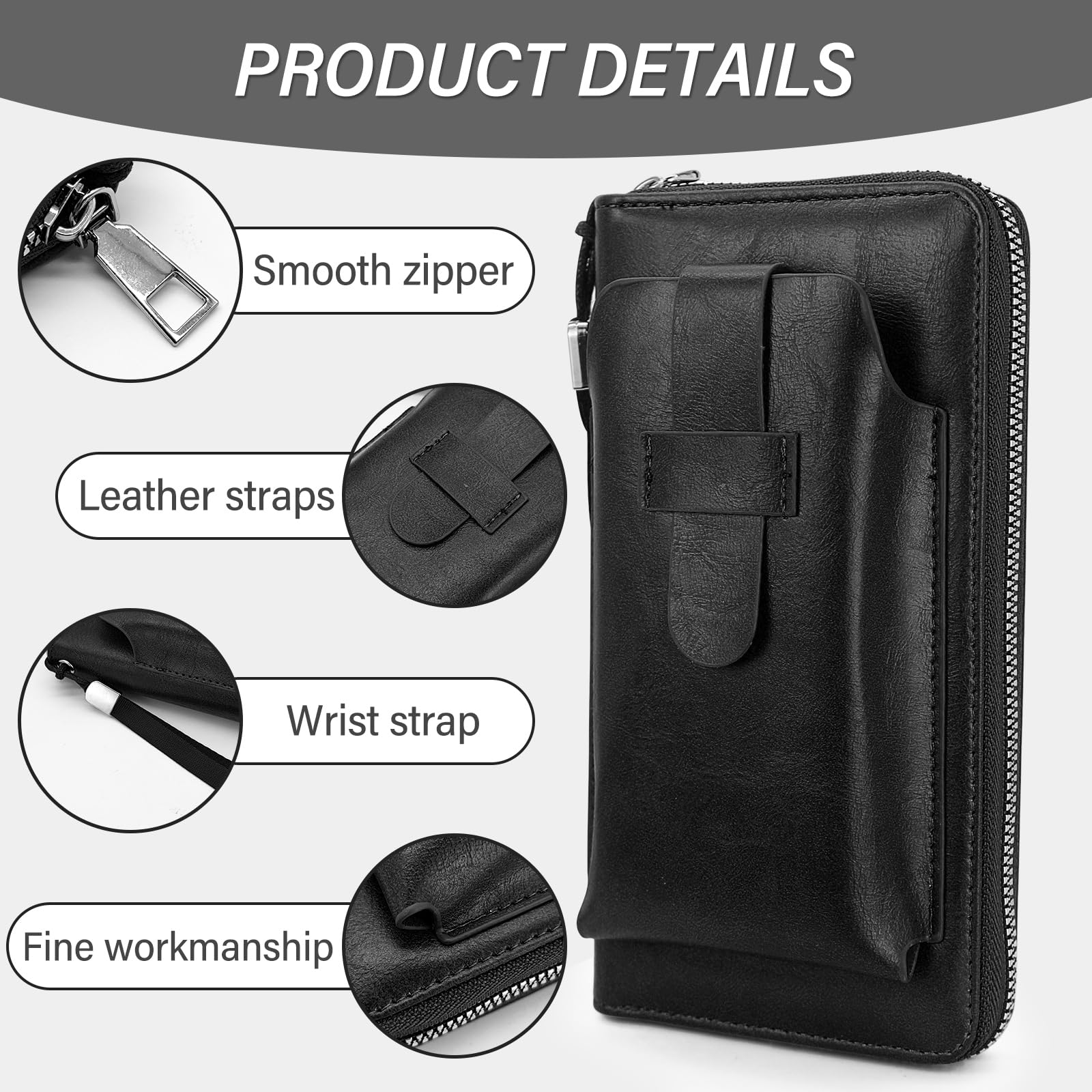 adistylinno-men-s-wallet-portefeuille-long-noir-zip-8-cartes image 3