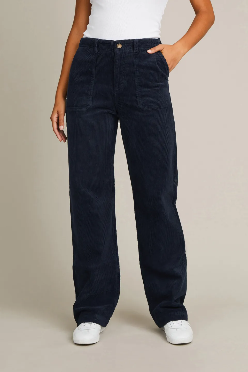 le-pantalon-cargo-fm-lpwpc-1-pantalon-bleu-marine-velours image 1