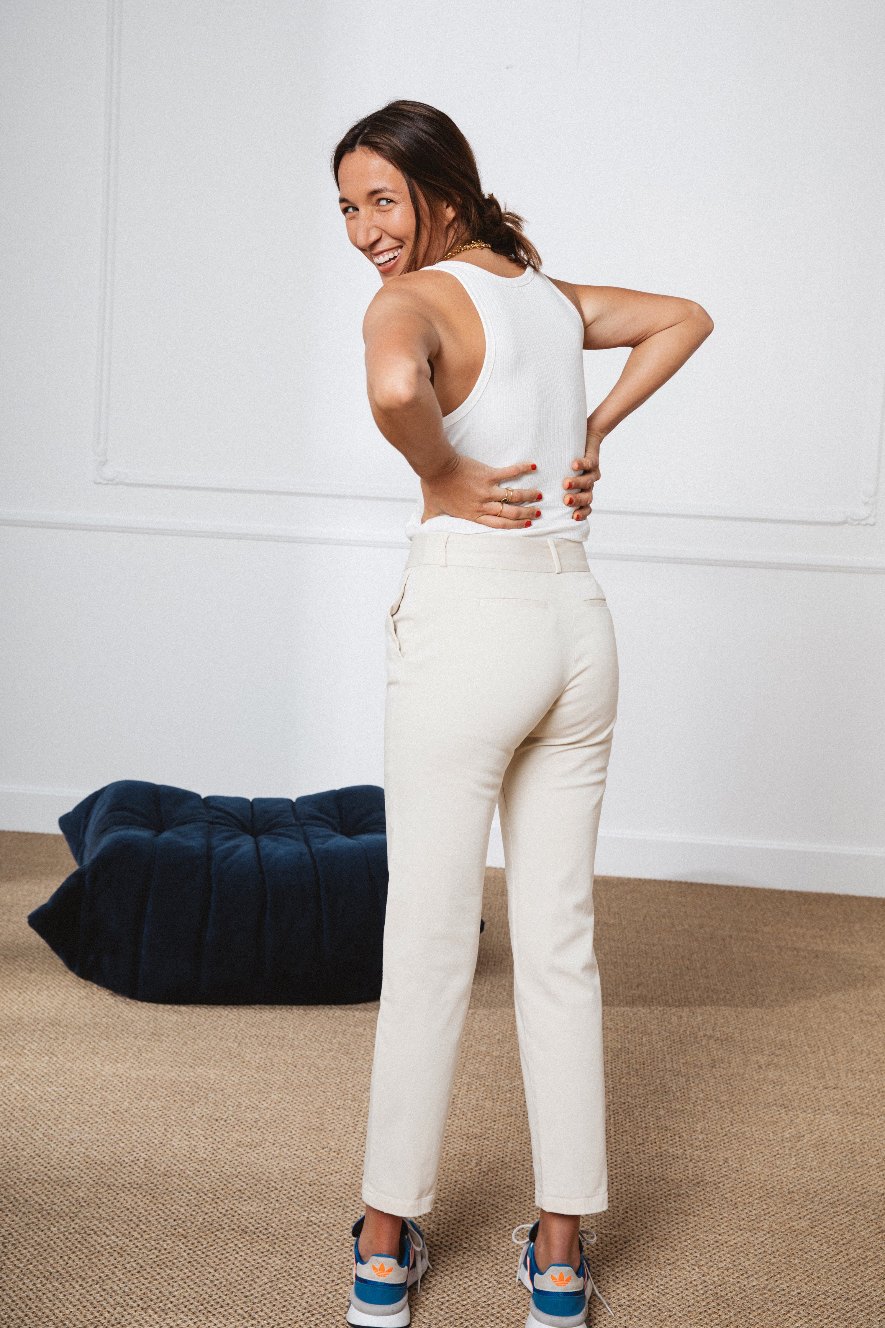 le-pantalon-chinos-fm-lpwc-6-pantalon-femme-cru-carotte-bio image 5