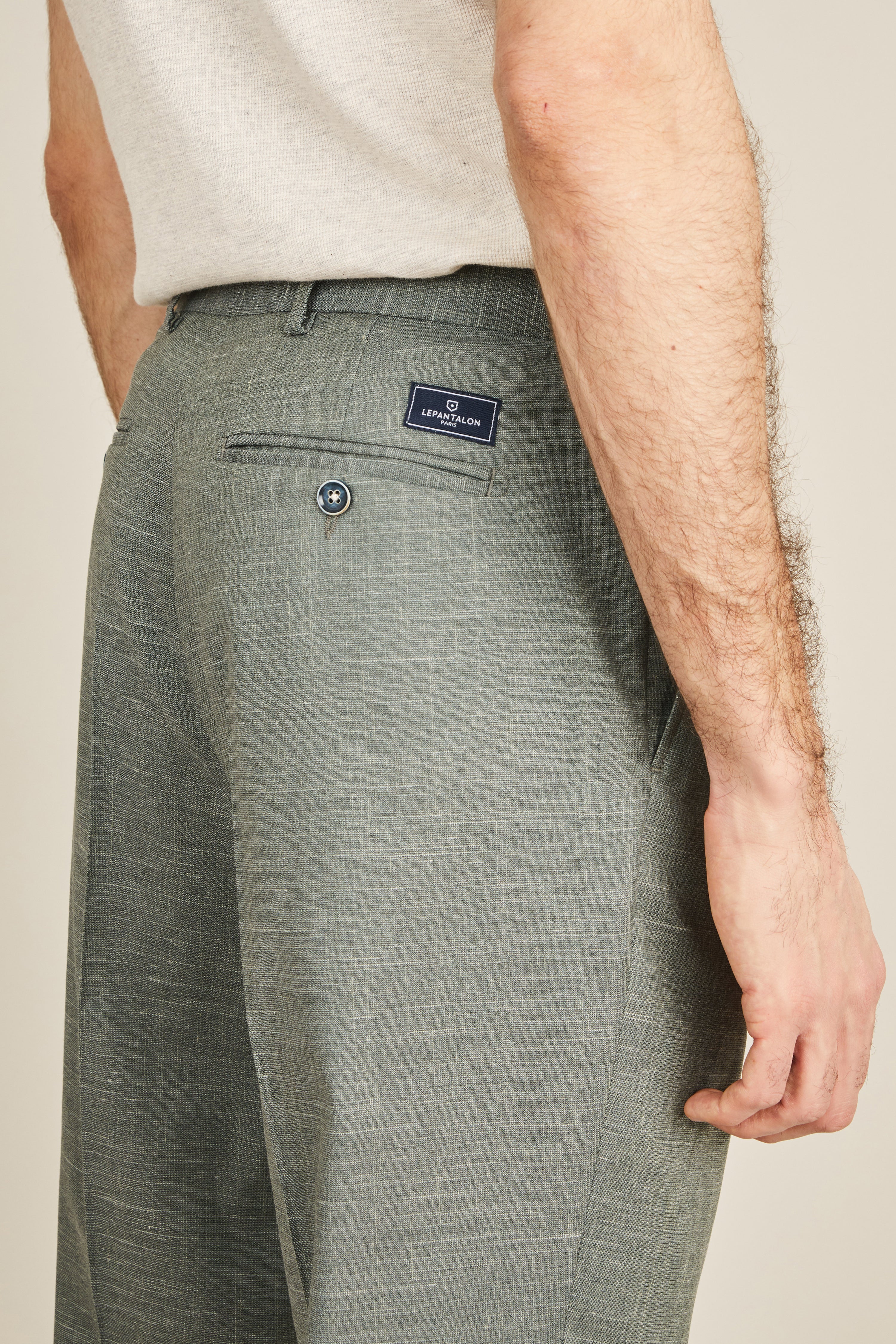 le-pantalon-pantalons-pinces-homme-fm-lpp-10-vert-lin image 7