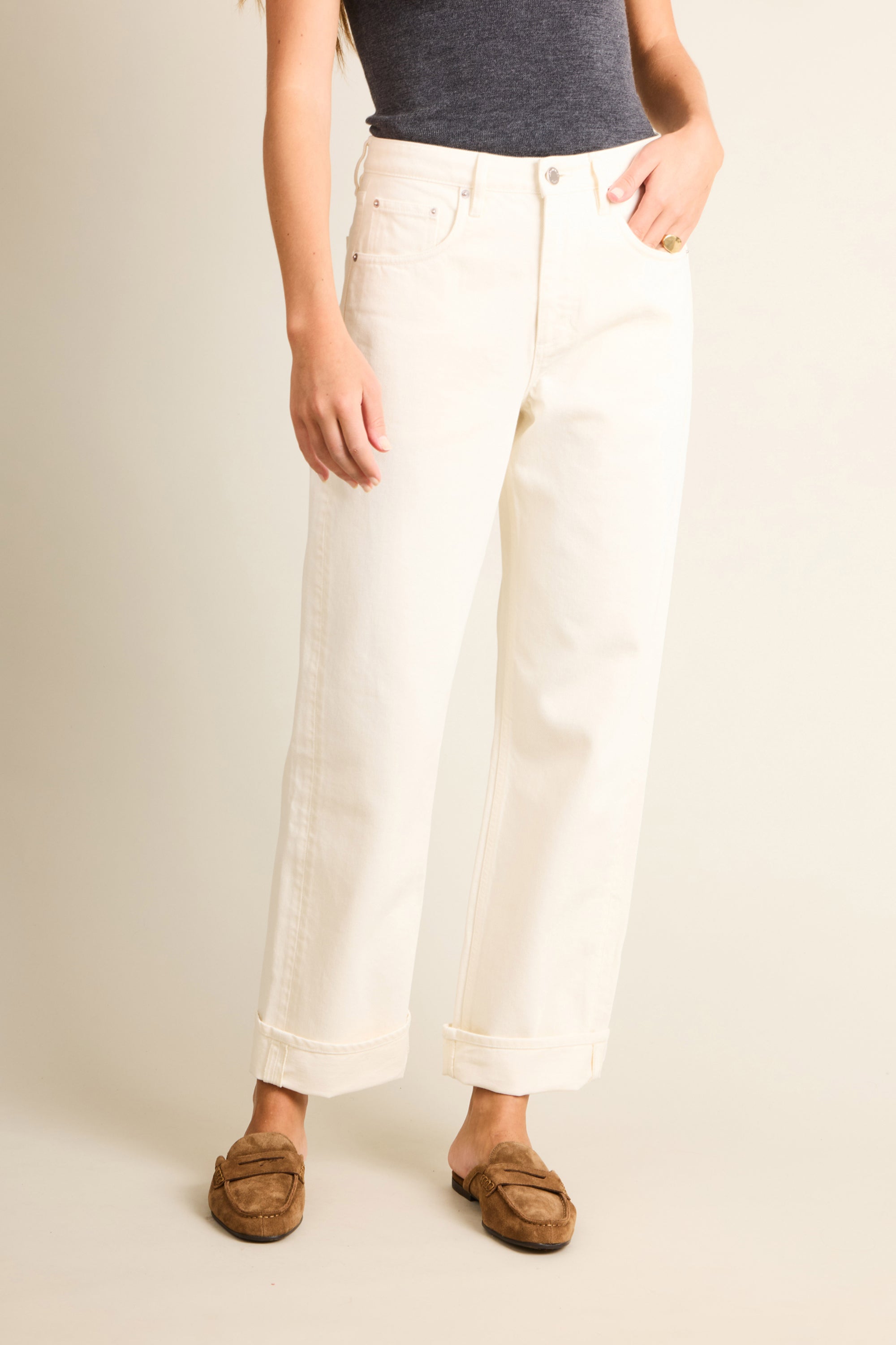 le-pantalon-jeans-femme-cru-jean-boyfriend-droit-coton image 1