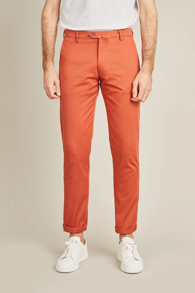 le-pantalon-chinos-homme-chino-tomette-coton-semi-slim-orange image 1