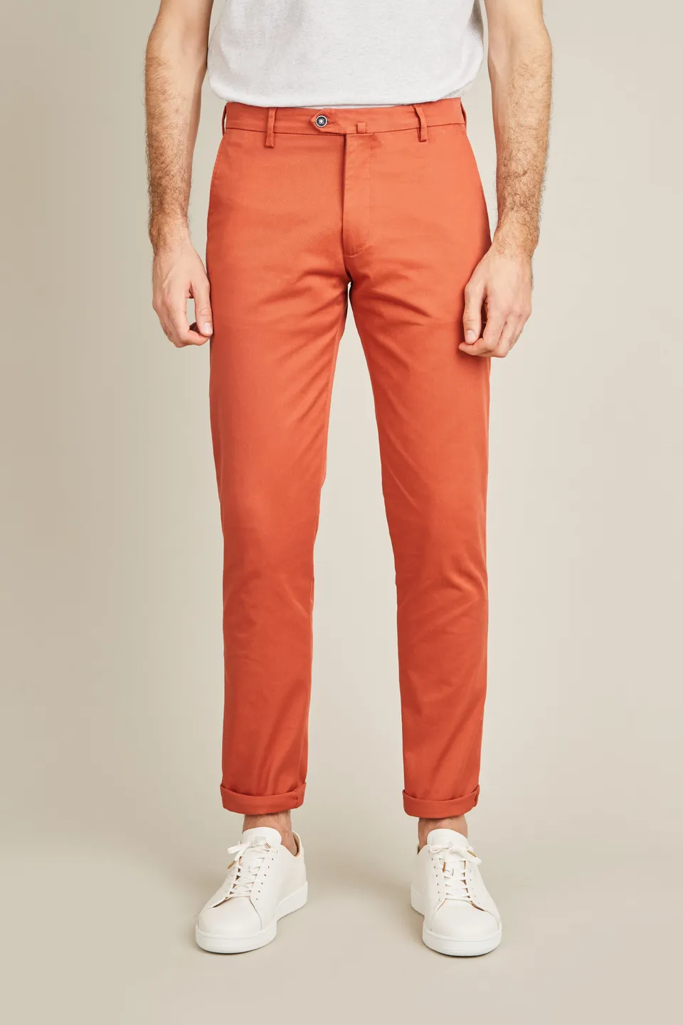 le-pantalon-chinos-homme-chino-tomette-coton-semi-slim-orange image 1