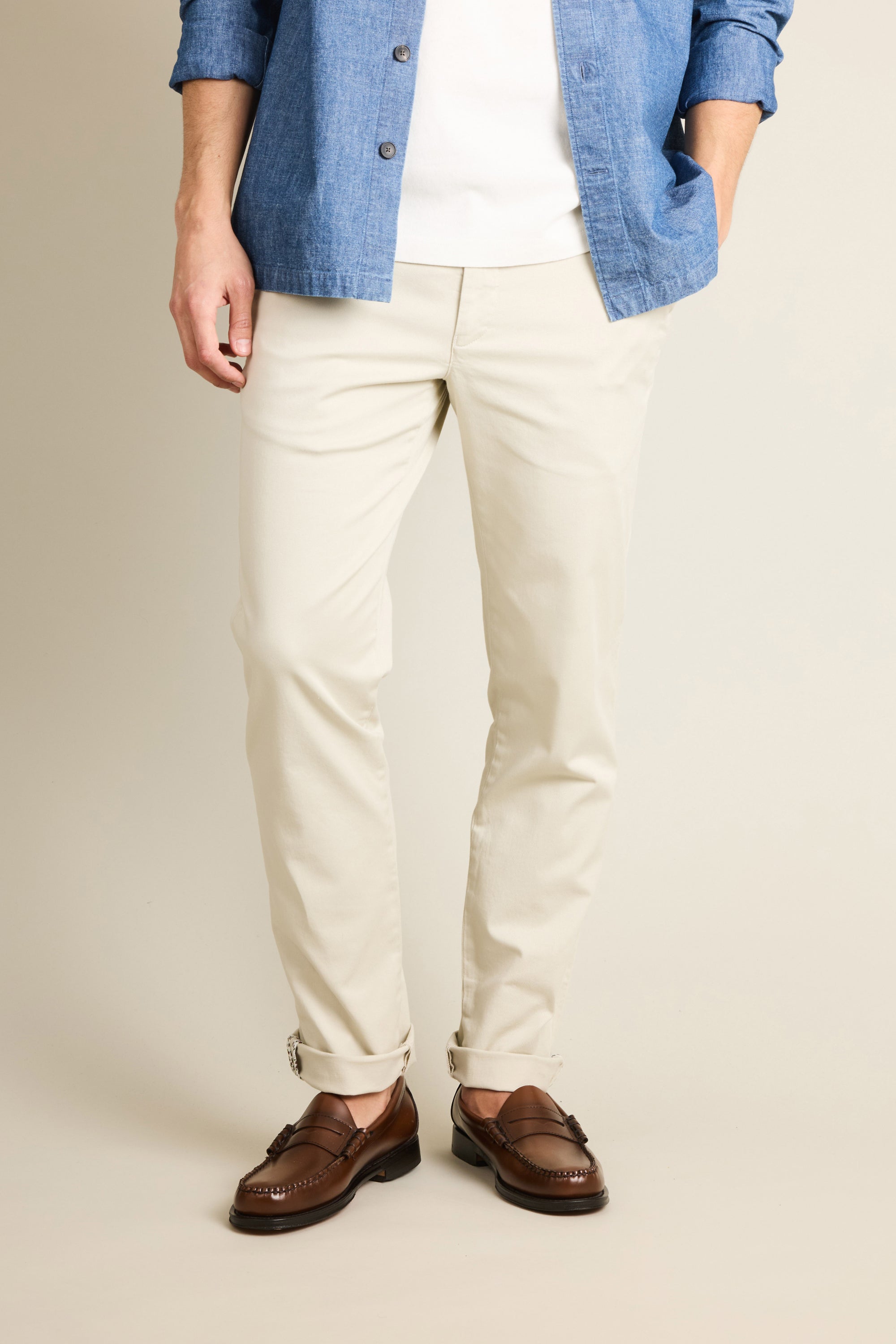 le-pantalon-chinos-homme-fm-lpce-4-chino-craie-easy-coton image 1