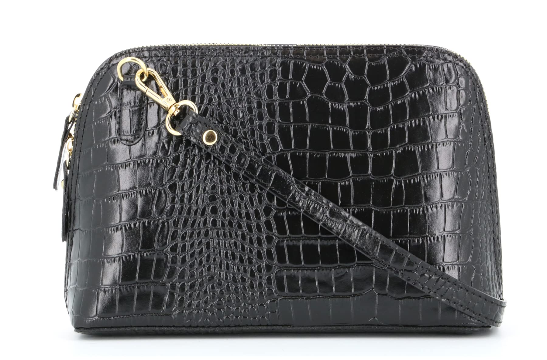 double-tree-sac-bandouli-re-cuir-d-me-croco-noir image 8