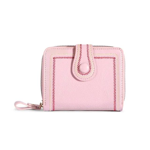 adistylinno-women-s-wallet-portefeuille-femme-rose-cuir-zip image 1