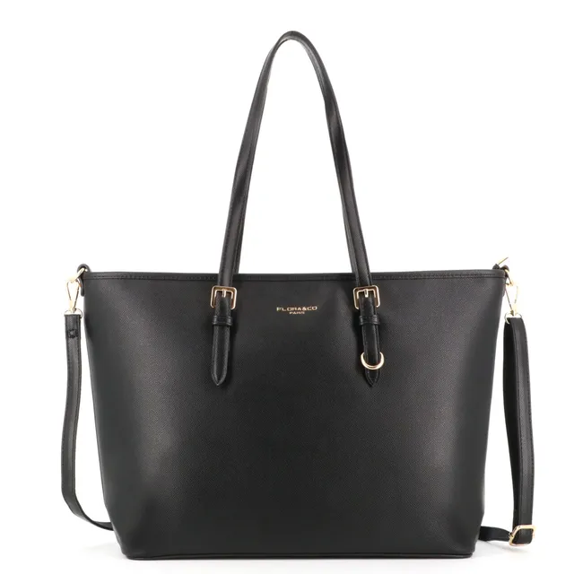 flora-co-cabas-grand-sac-cabas-femme-noir-a4-similicuir image 1