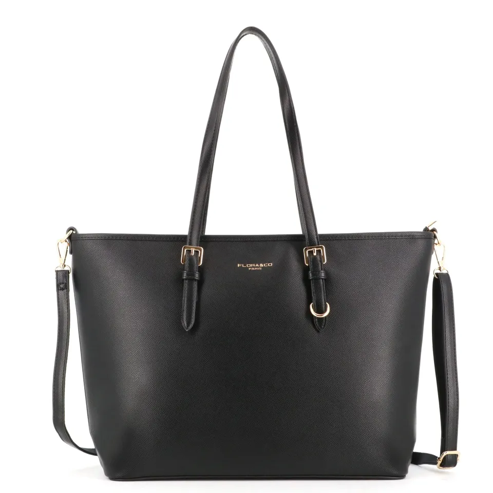 flora-co-cabas-grand-sac-cabas-femme-noir-a4-similicuir image 1