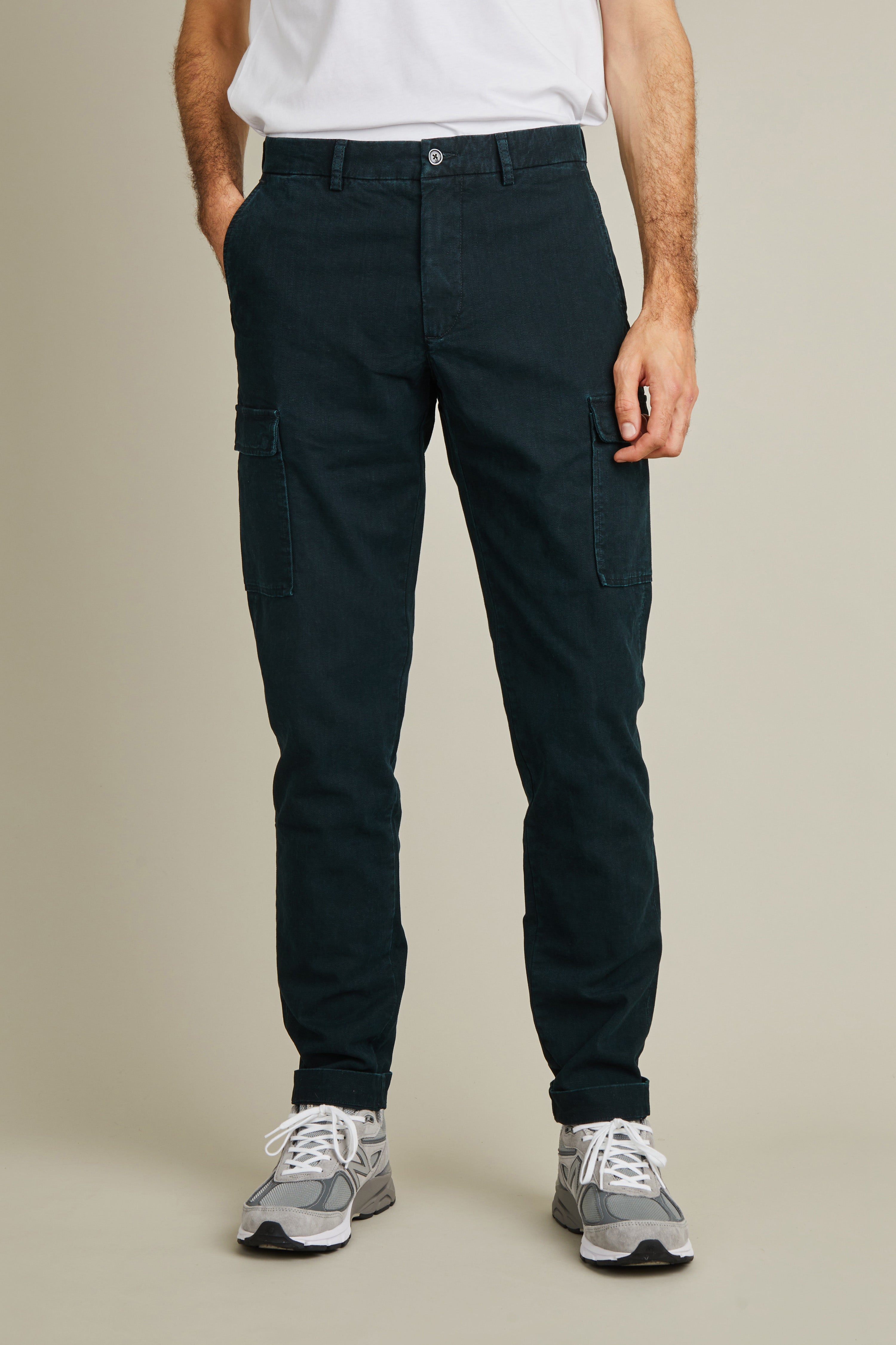 le-pantalon-fm-lpcar-4-cargo-vert-coupe-carotte-stretch image 1