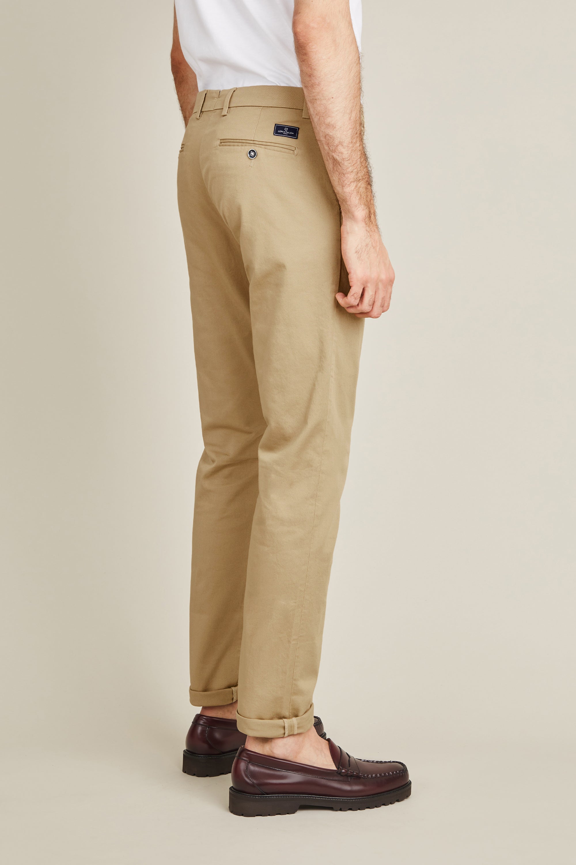 le-pantalon-chinos-homme-chino-beige-coton-semi-slim image 5