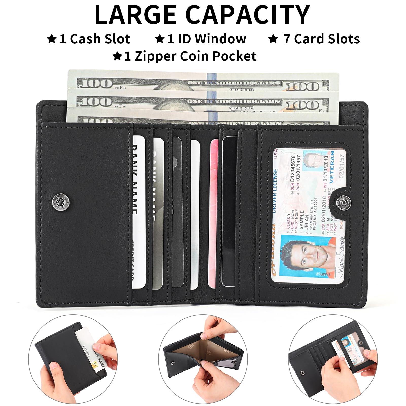 gaekeao-card-holder-wallet-porte-carte-homme-noir-rfid-zip image 2