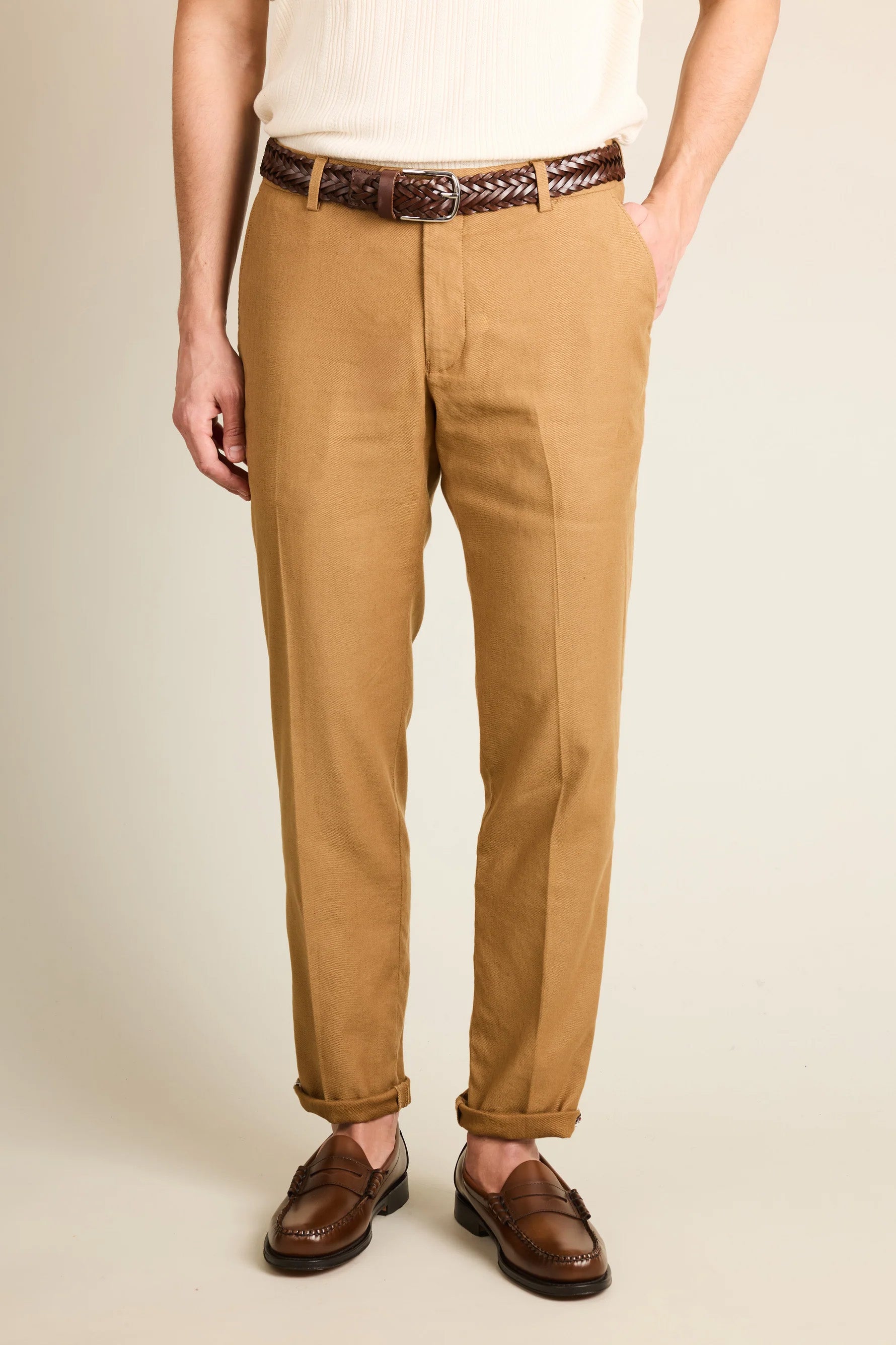 le-pantalon-chinos-homme-fm-lpcl-20-chino-caramel-lin-semi-slim image 5