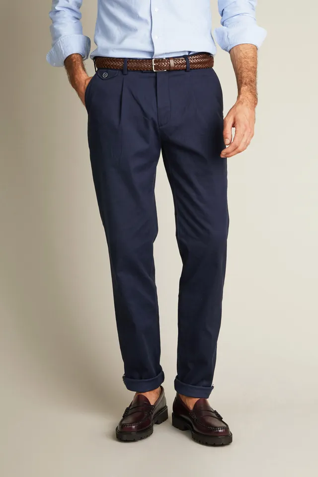 le-pantalon-chinos-homme-chino-pinces-bleu-marine image 1