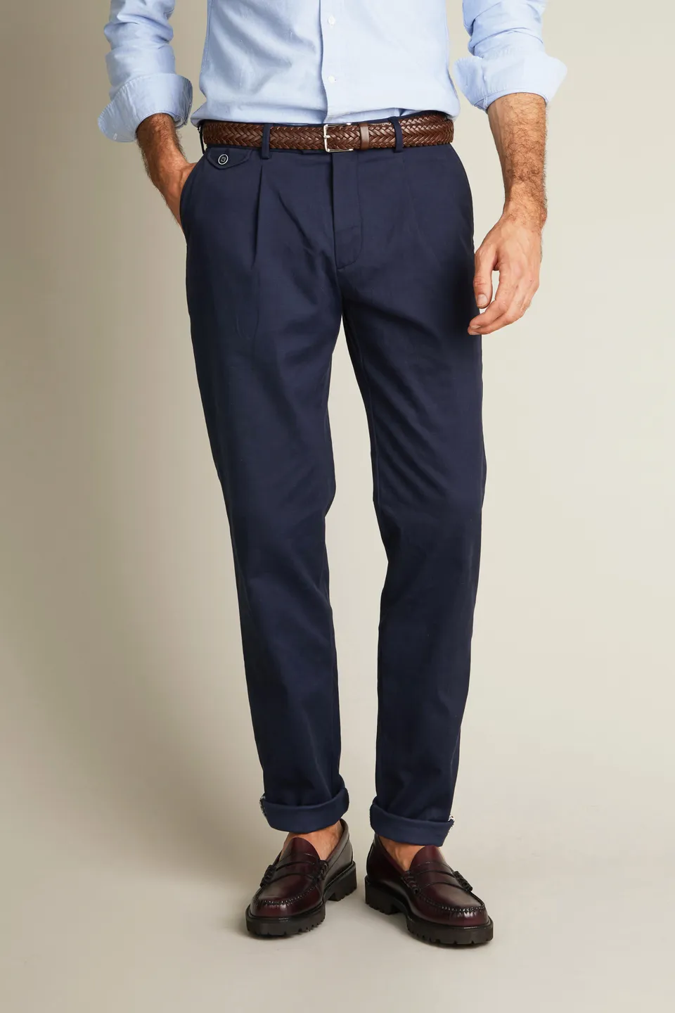 le-pantalon-chinos-homme-chino-pinces-bleu-marine image 1
