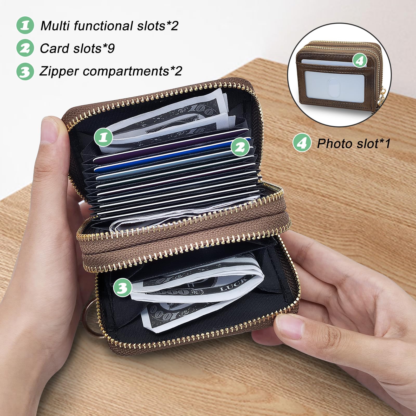 adistylinno-card-wallet-porte-cartes-femme-rouge-double-zip image 3