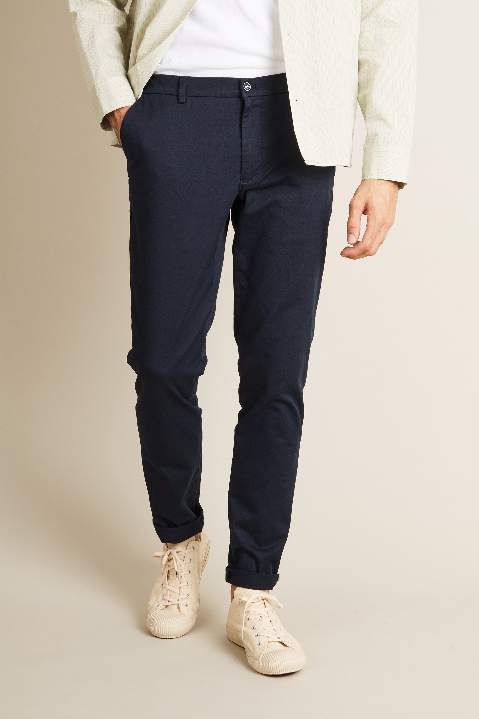 le-pantalon-chinos-homme-chino-easy-bleu-marine-coton image 1