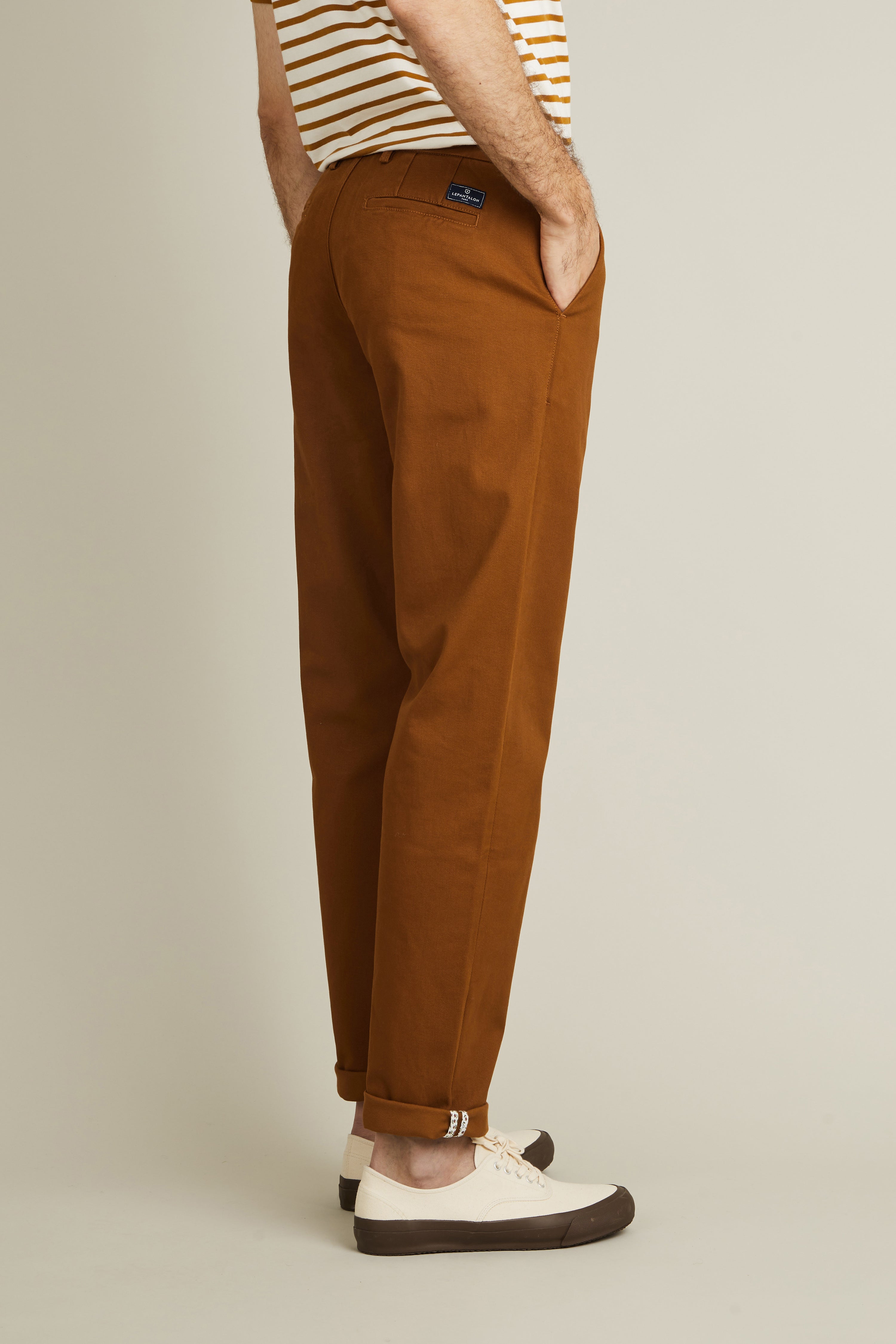 le-pantalon-chinos-homme-chino-droit-camel-coton image 4