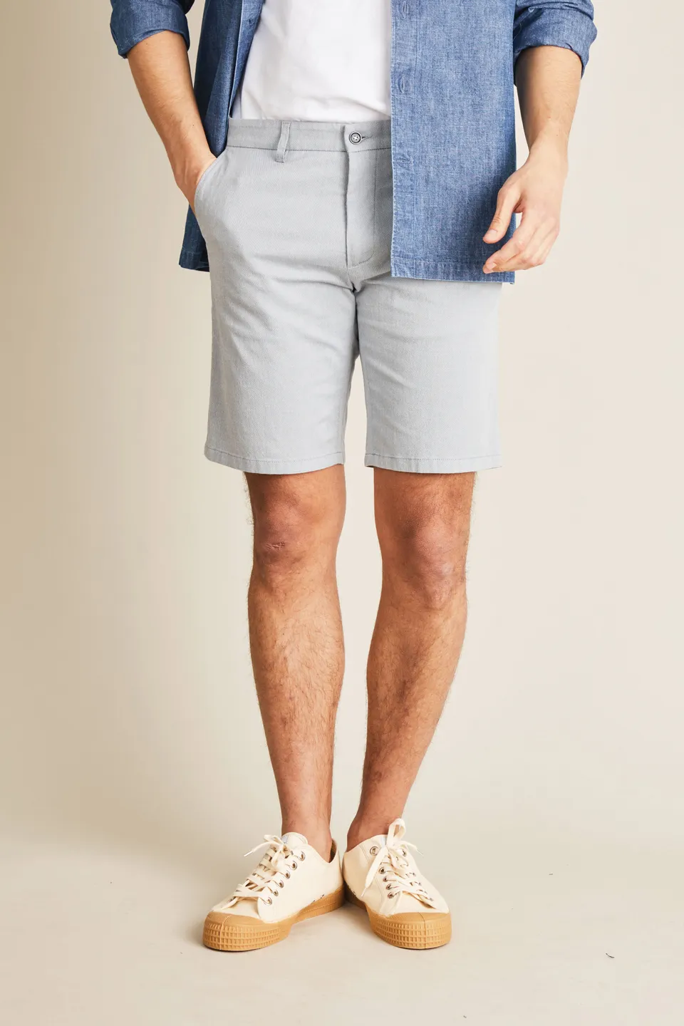le-pantalon-bermudas-homme-bermuda-bleu-coton-semi-slim image 1