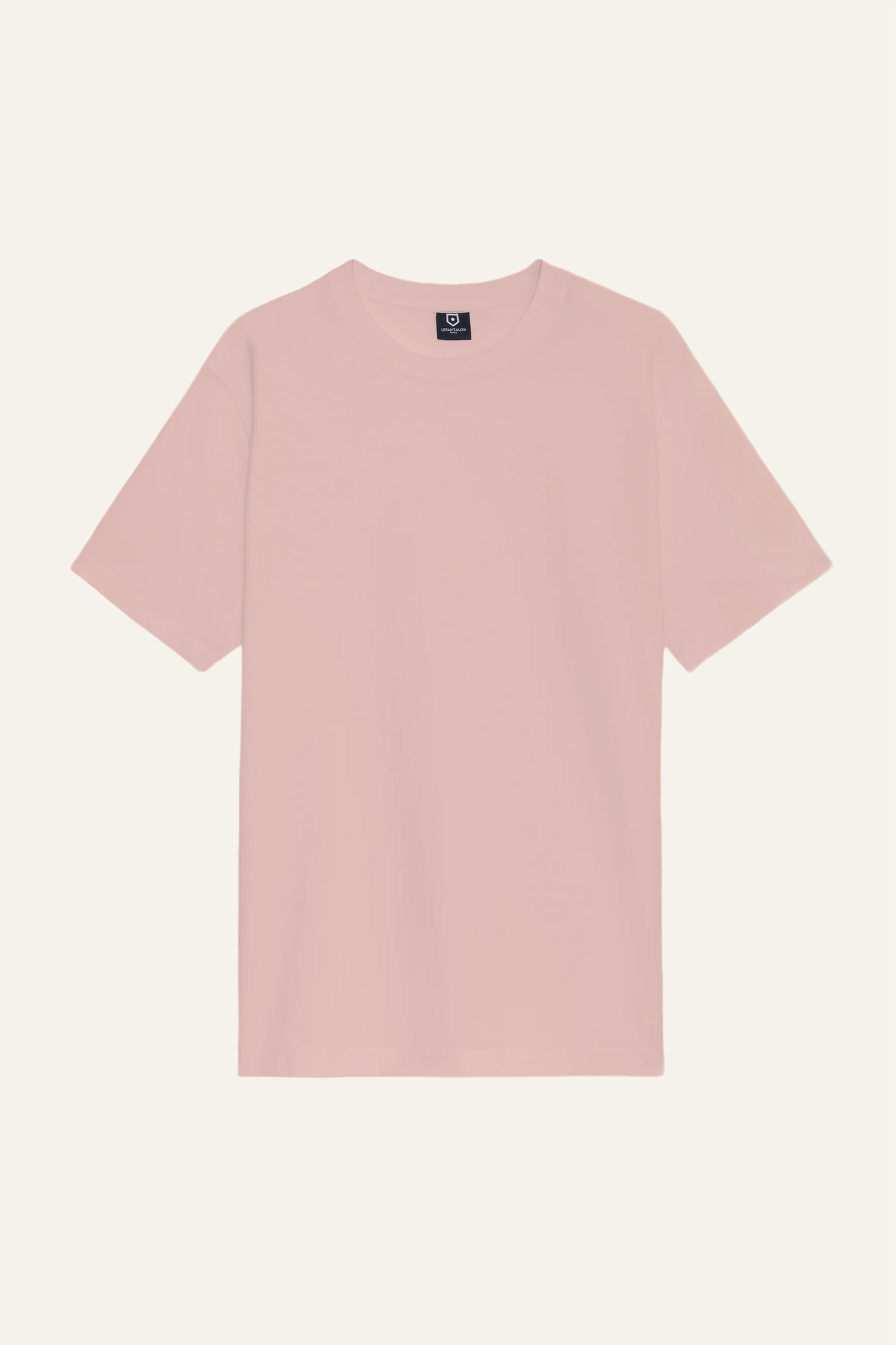 le-pantalon-tee-shirt-coton-lin-vieux-rose-t-shirt-col-rond image 1