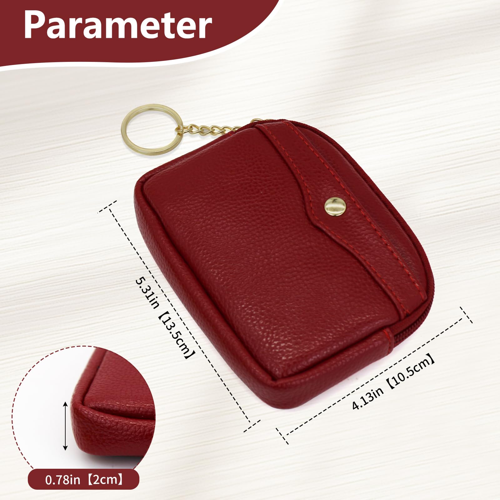 adistylinno-change-purse-porte-monnaie-rouge-zip-synth-tique image 2