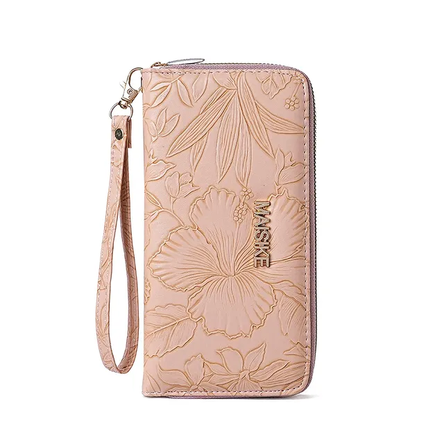adistylinno-women-s-wallet-portefeuille-rose-dragonne-fleurs image 1