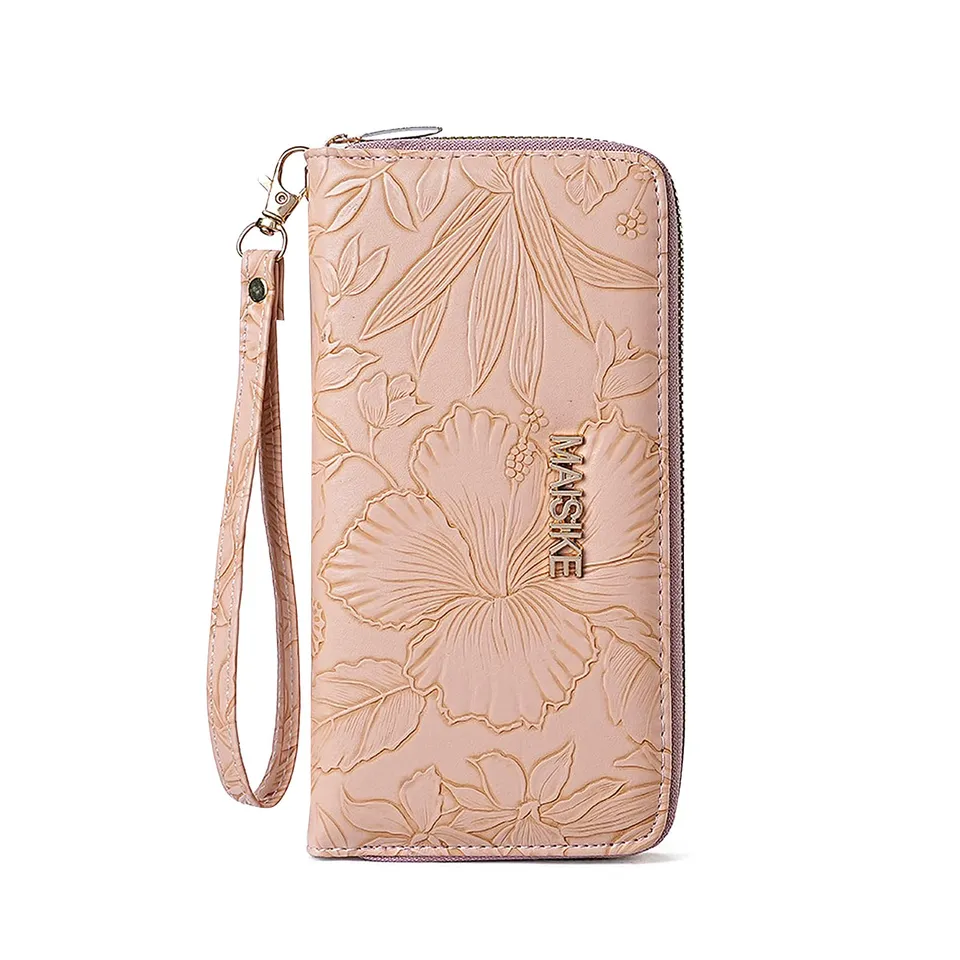 adistylinno-women-s-wallet-portefeuille-rose-dragonne-fleurs image 1