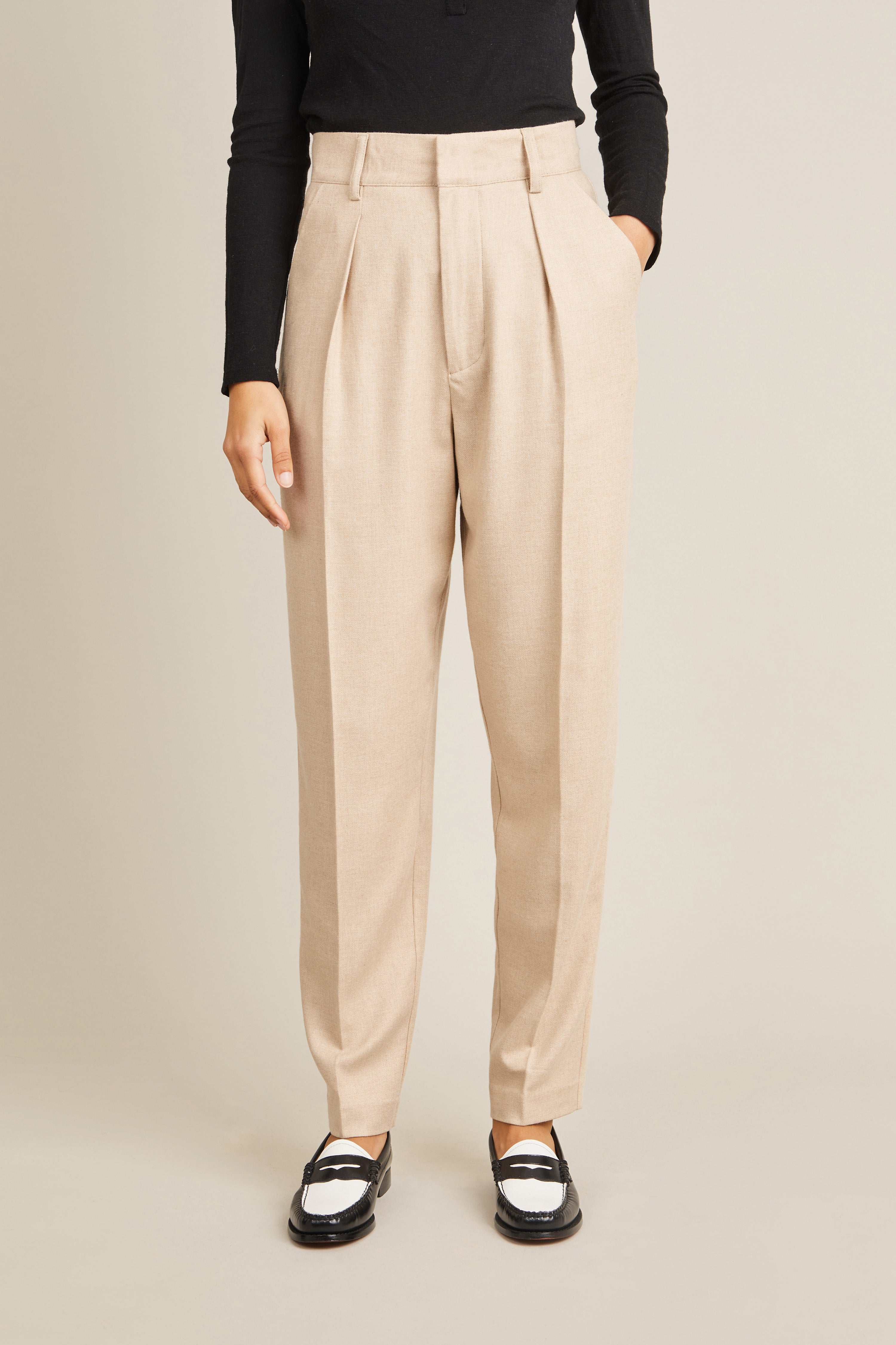 le-pantalon-flanelle-pantalon-femme-beige-cigarette-laine image 1