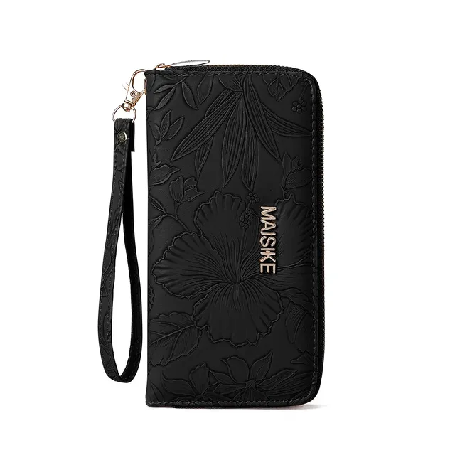 adistylinno-women-s-wallet-portefeuille-noir-dragonne-fleurs image 1