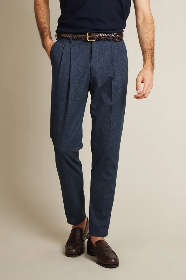 le-pantalon-double-pinces-pantalon-flanelle-bleu-whipcord-taille-42 image 1