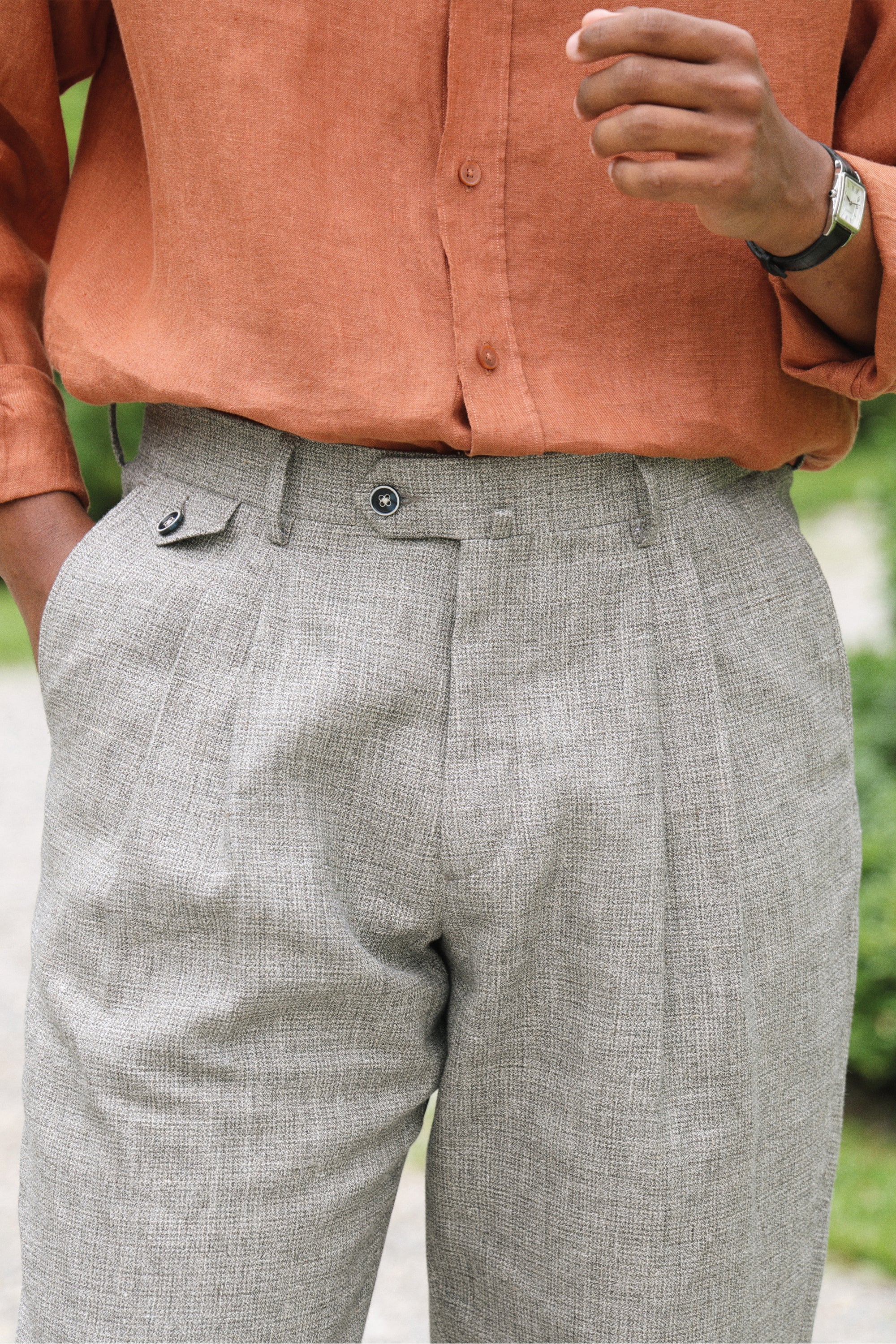le-pantalon-pantalons-pinces-pantalon-lin-homme-pied-de-puce image 2