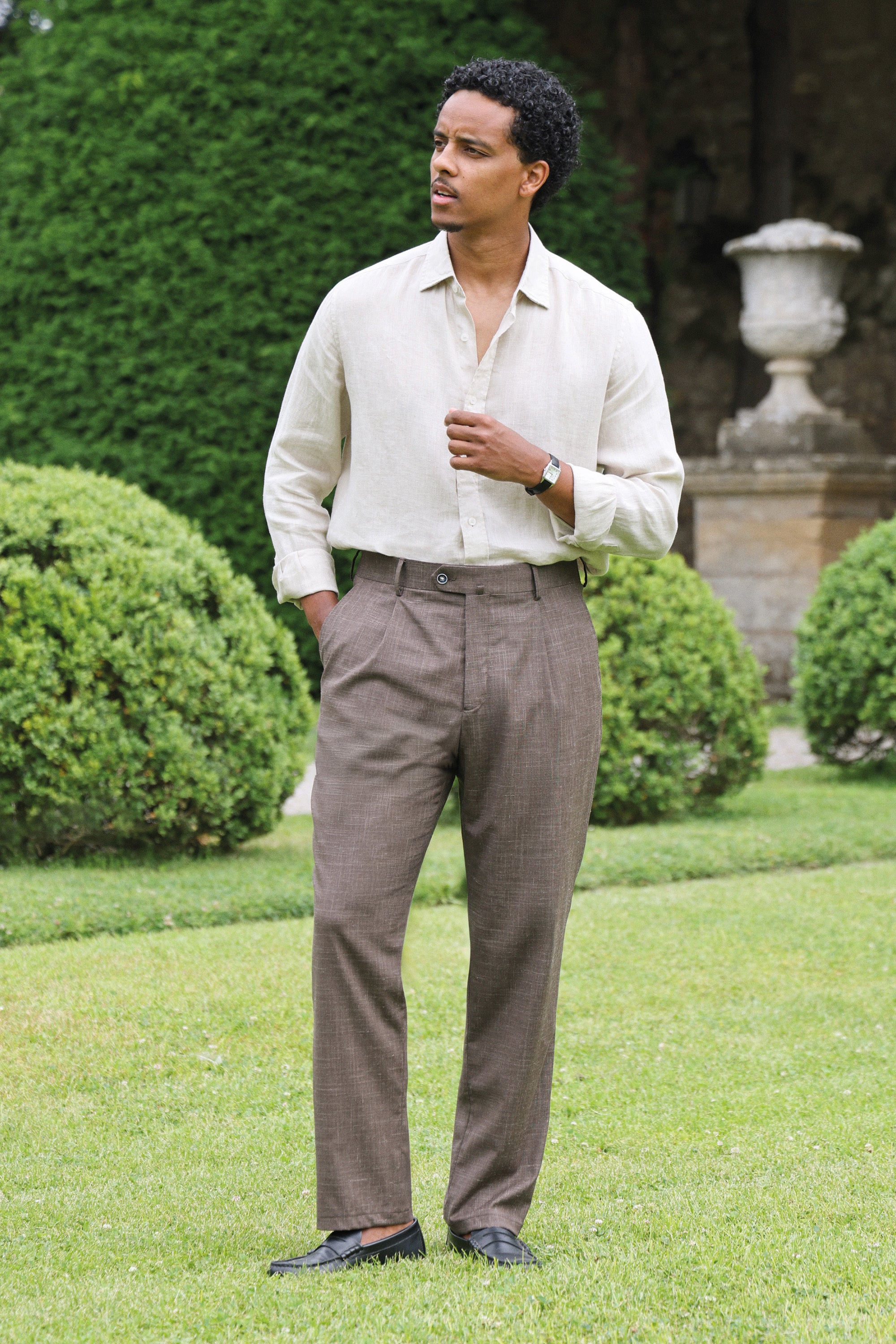 le-pantalon-pantalons-pinces-homme-fm-lpp-13-pantalon-marron-l-ger image 2