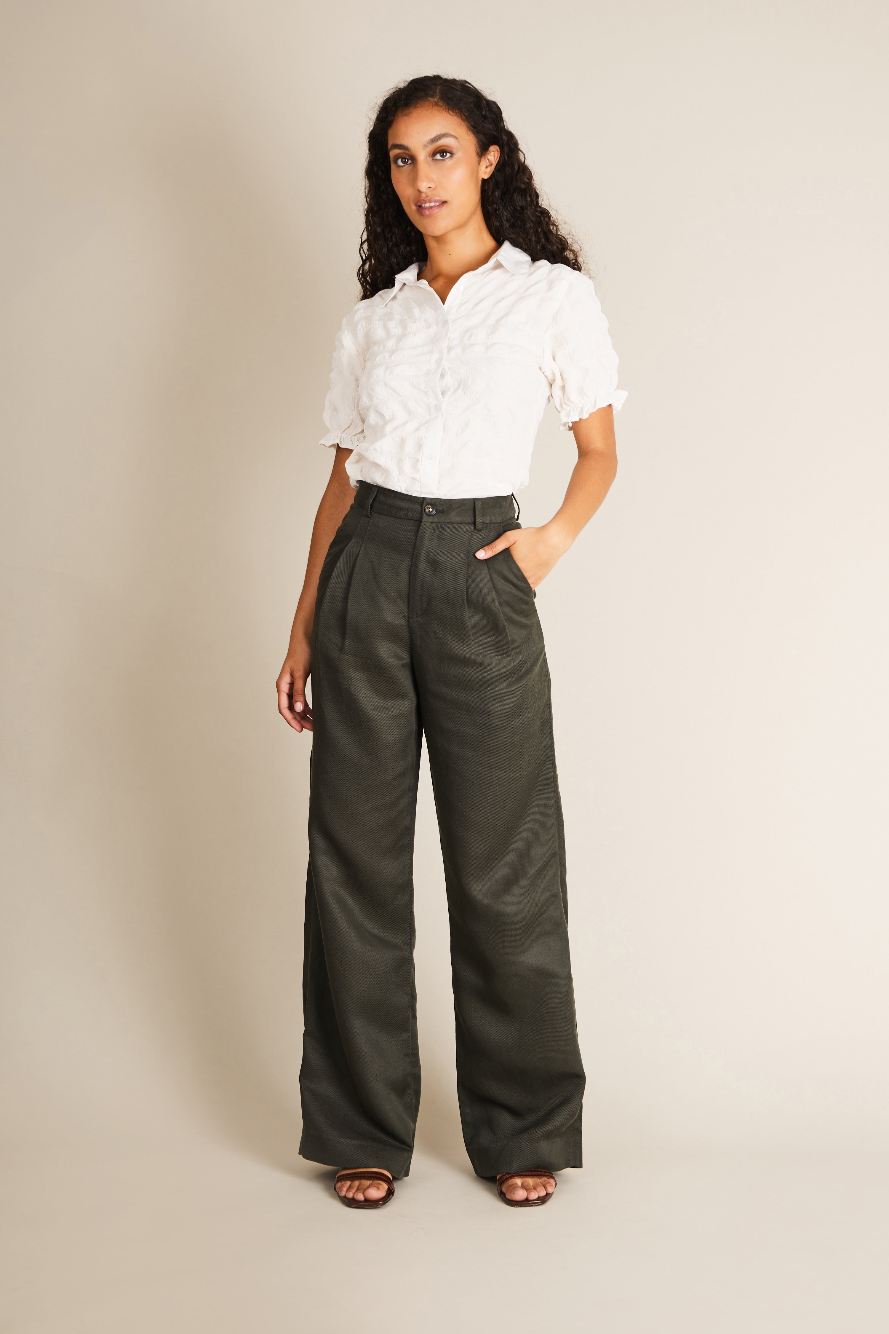le-pantalon-fm-lpwpl-1-pantalon-femme-vert-pinces-large image 4