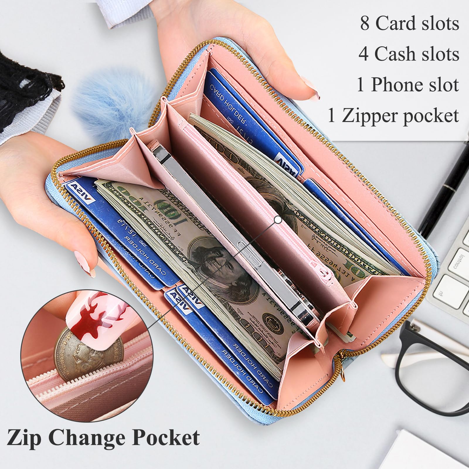 adistylinno-women-s-wallet-portefeuille-cuir-bleu-grande-capacit image 2