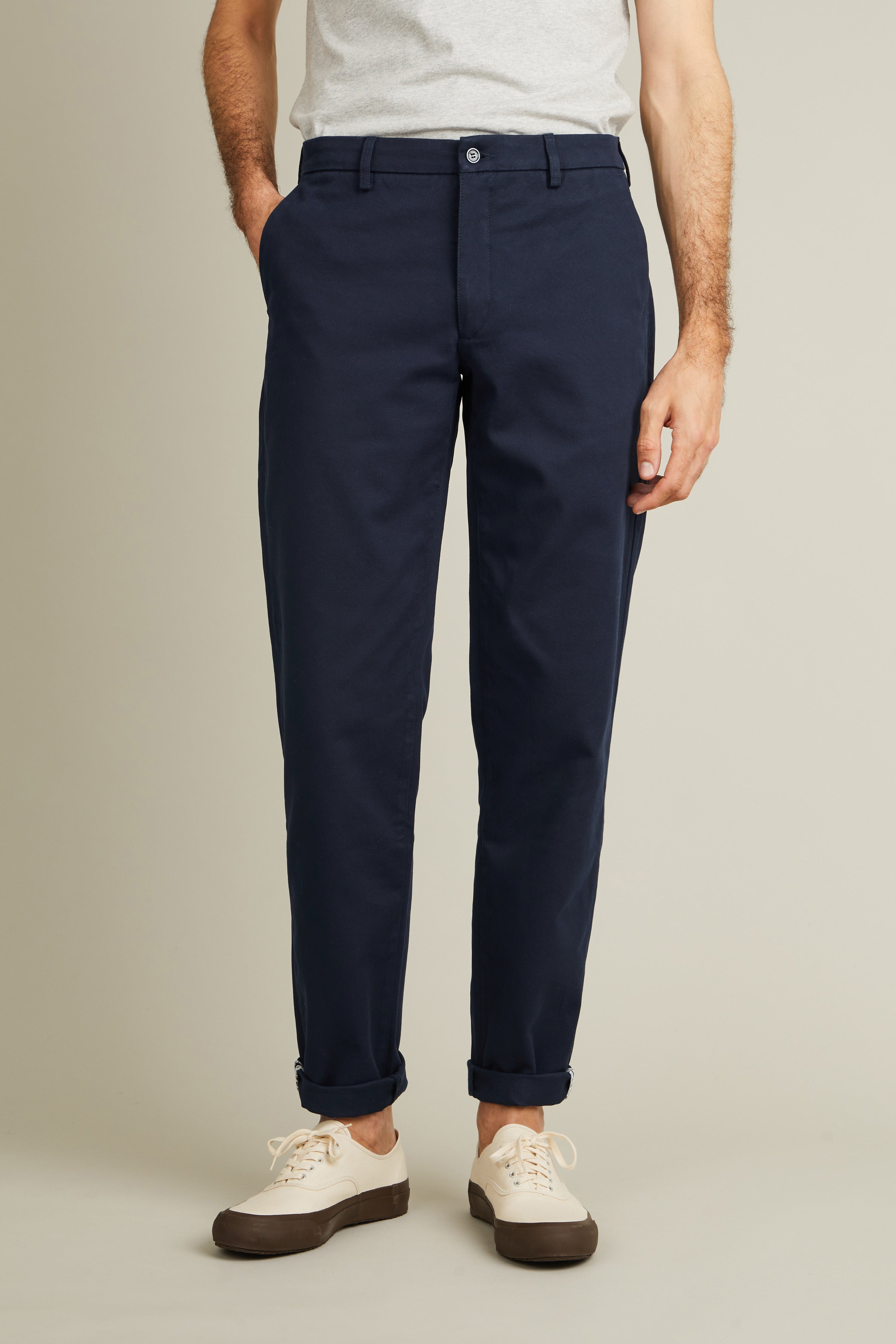 le-pantalon-chinos-homme-droit-bleu-marine-stretch image 1