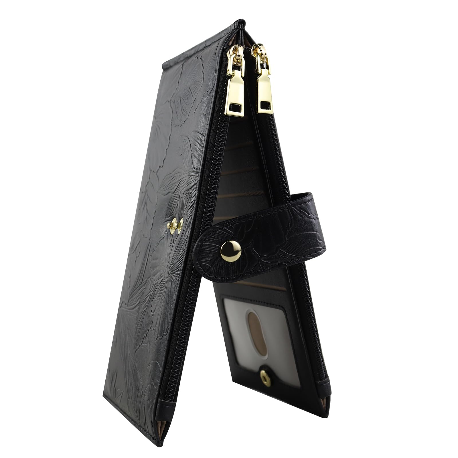 adistylinno-women-s-wallet-portefeuille-femme-noir-rfid-16-cartes image 1
