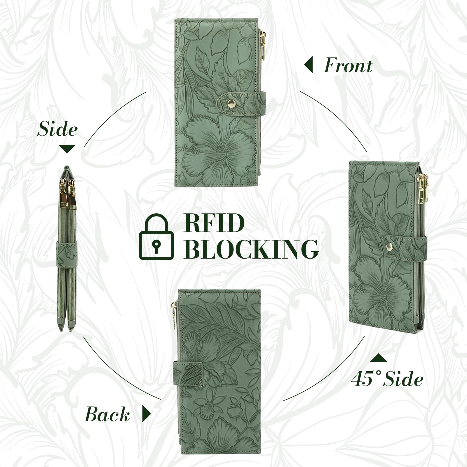 adistylinno-women-s-wallet-portefeuille-femme-vert-rfid-grande-capacit image 2