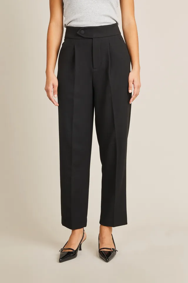 le-pantalon-pantalon-cigarette-cr-pe-noir-taille-haute image 1