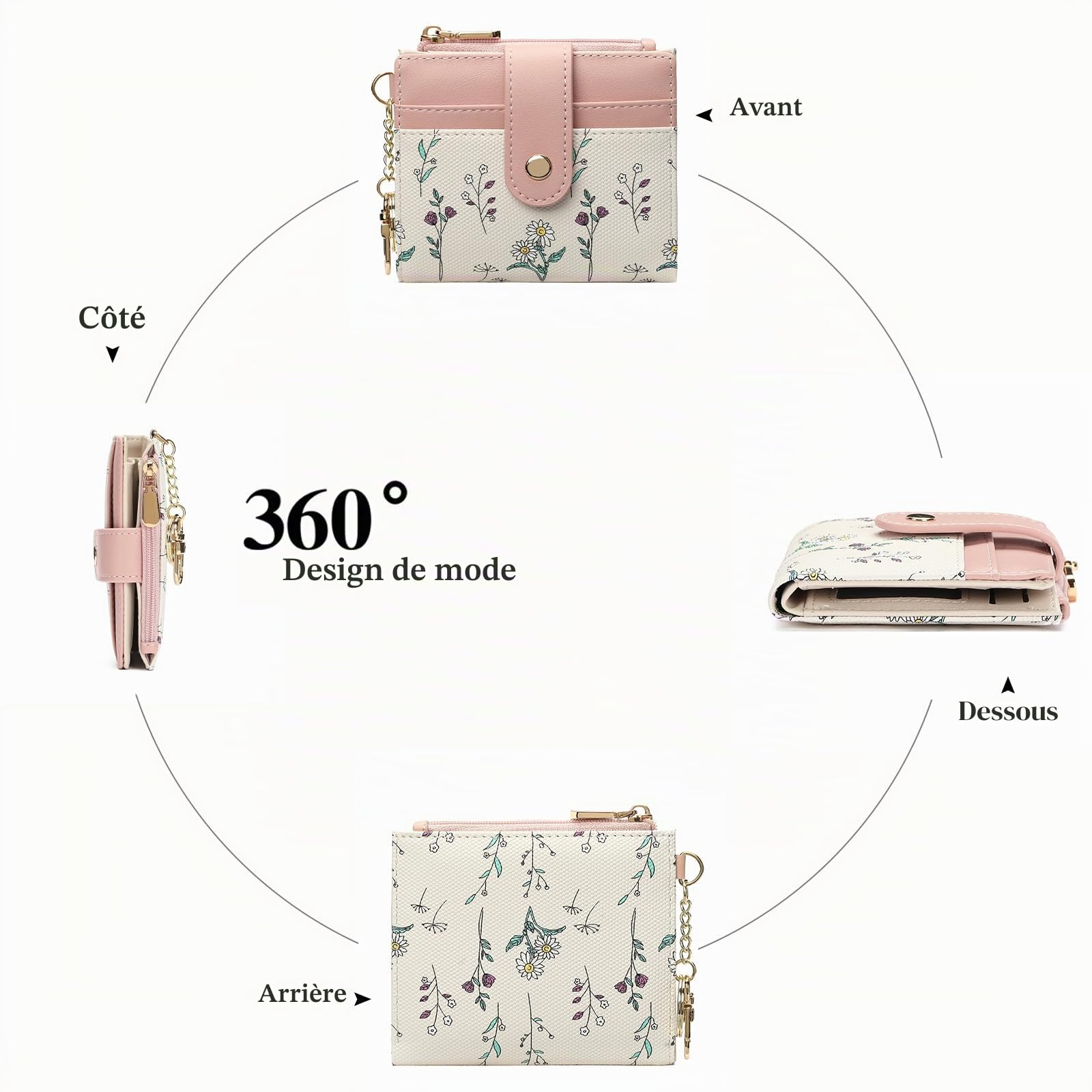 gaekeao-women-s-small-wallet-petit-portefeuille-femme-rose-rfid image 2