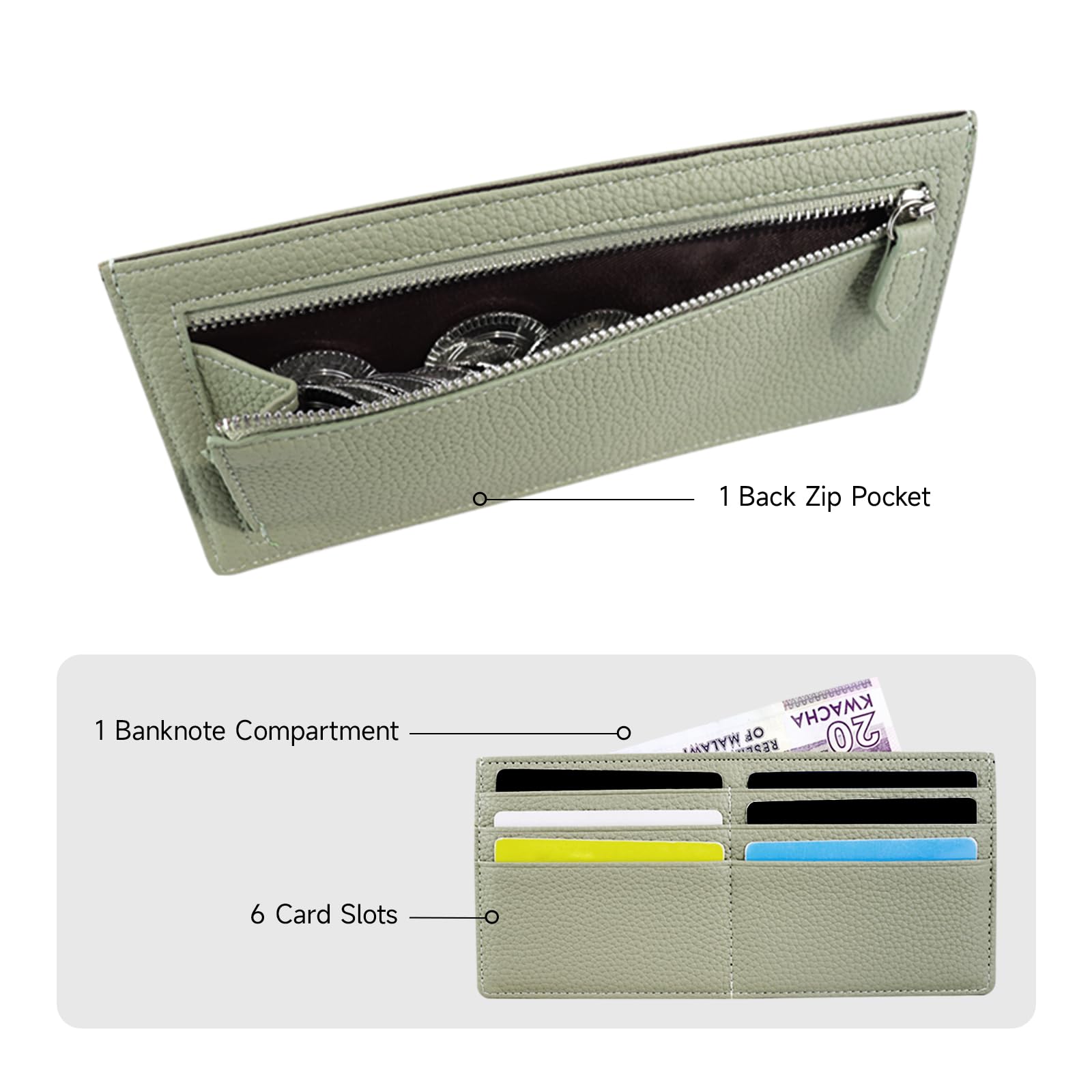 adistylinno-card-wallet-portefeuille-ultra-fin-vert-6-cartes image 3