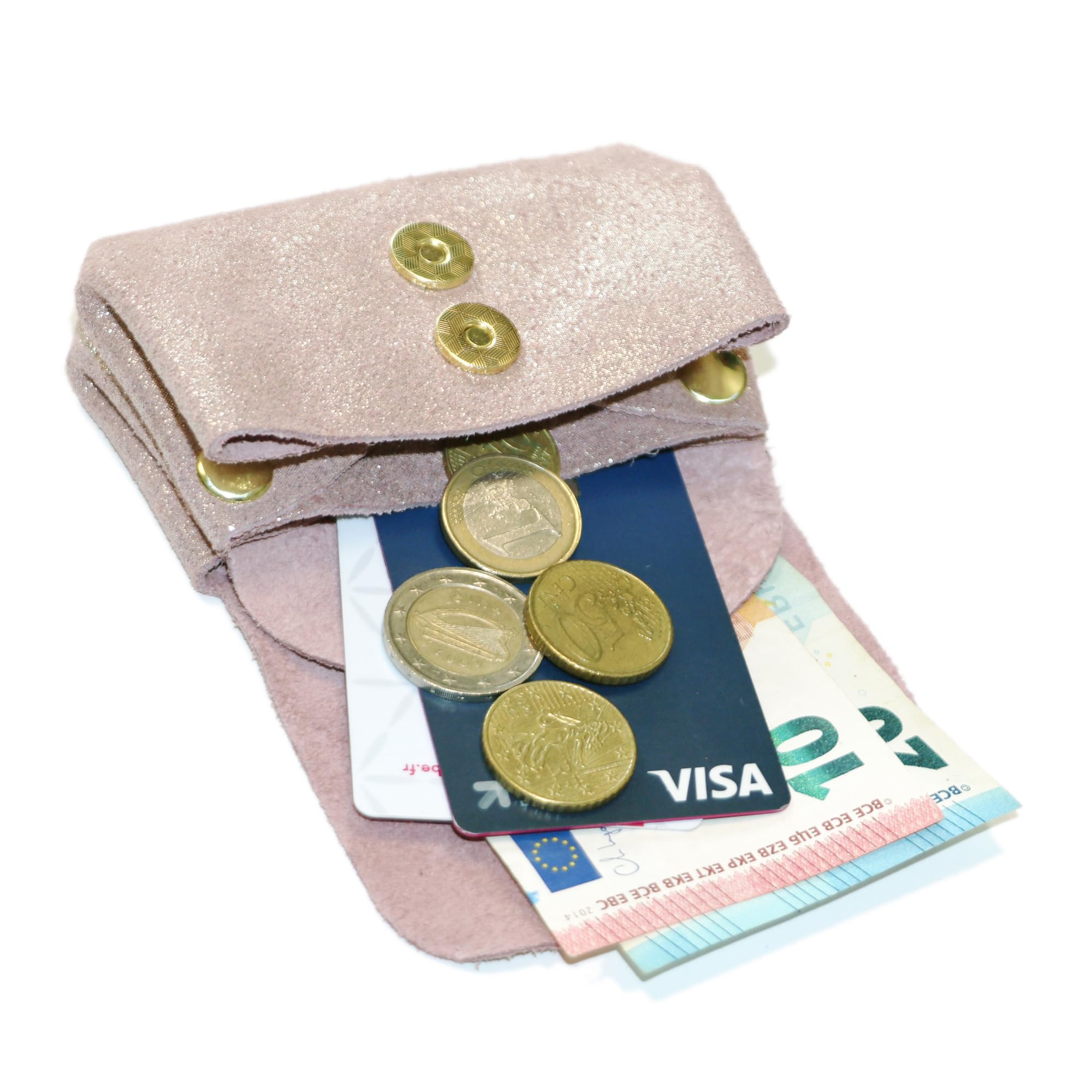 double-tree-porte-monnaie-cuir-daim-rose-iris-11-cm image 4