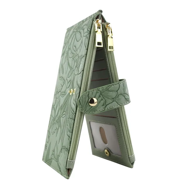 adistylinno-women-s-wallet-portefeuille-femme-vert-rfid-grande-capacit image 1