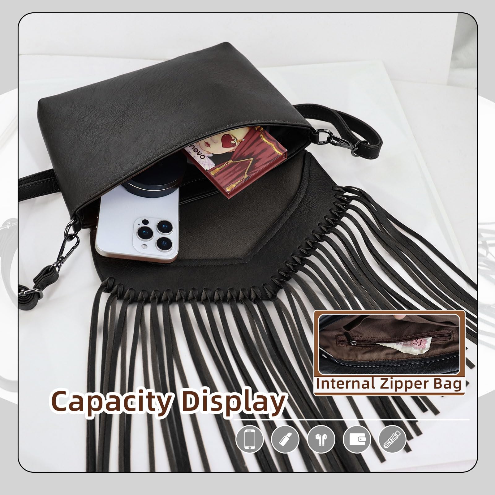 adistylinno-crossbody-bag-sac-bandouli-re-noir-franges-cuir-pu image 6