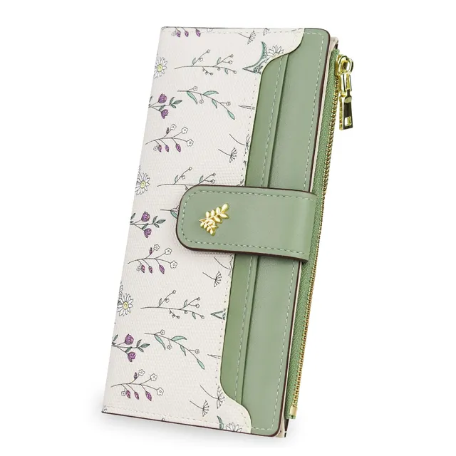 adistylinno-women-s-wallet-portefeuille-femme-vert-floral image 1